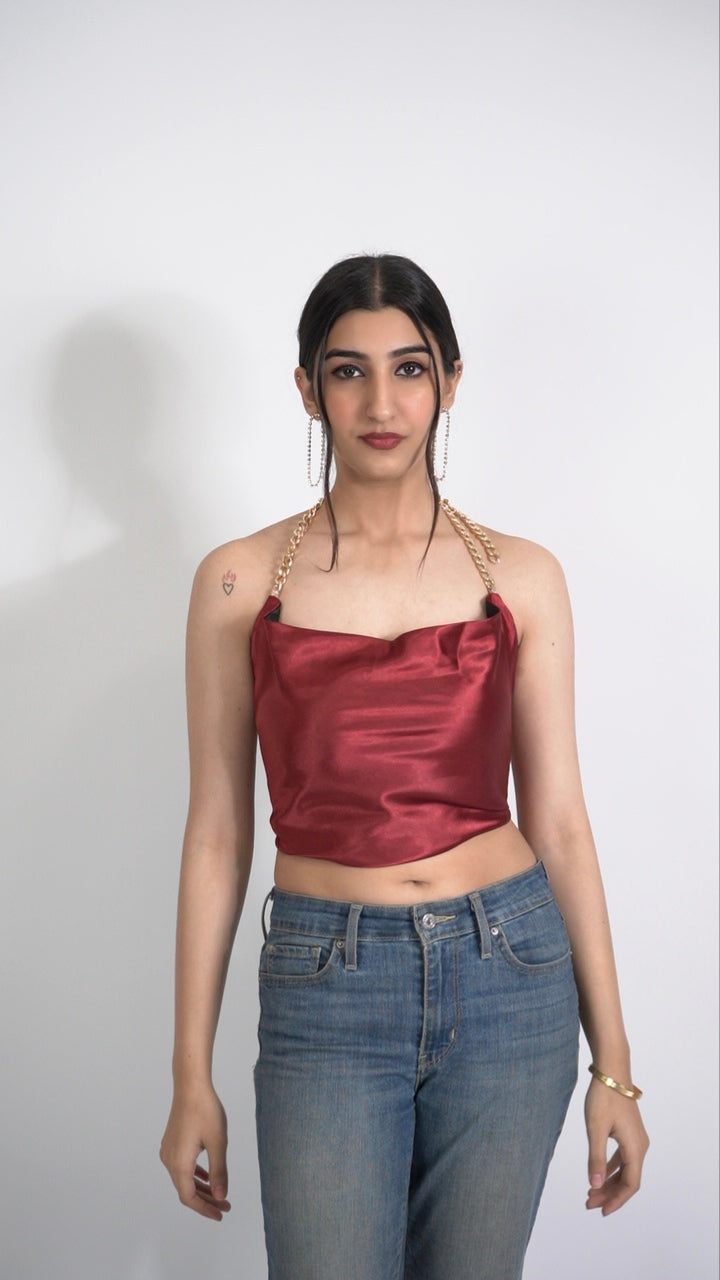 Dual Halter top Maroon & Black